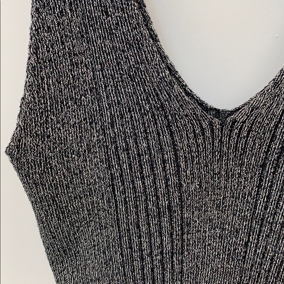 Forever 21 Shiny Black Metallic Knit Tank Crop Top - Picture 4 of 6
